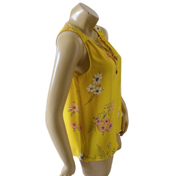 MAURICES Womens Size Small Sleeveless Floral Print Keyhole Neck Tank Top Shirt - Picture 3 of 6